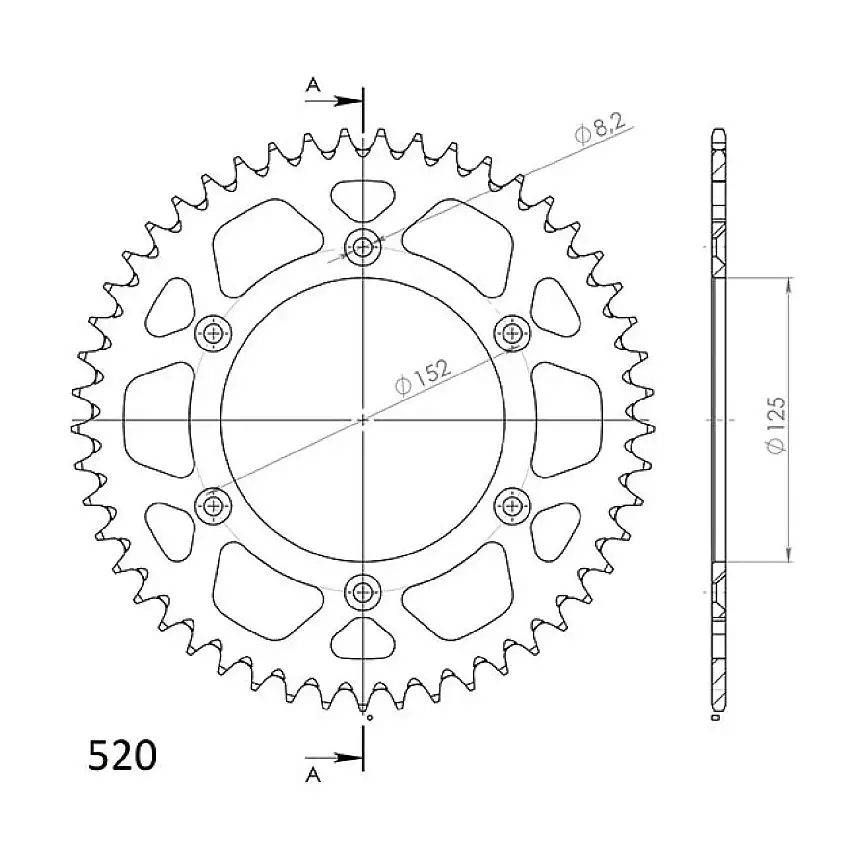 8000:50 Corona alluminio 50 denti 520 BETA RR Enduro 2T (Mot.BETA) 125 18/19