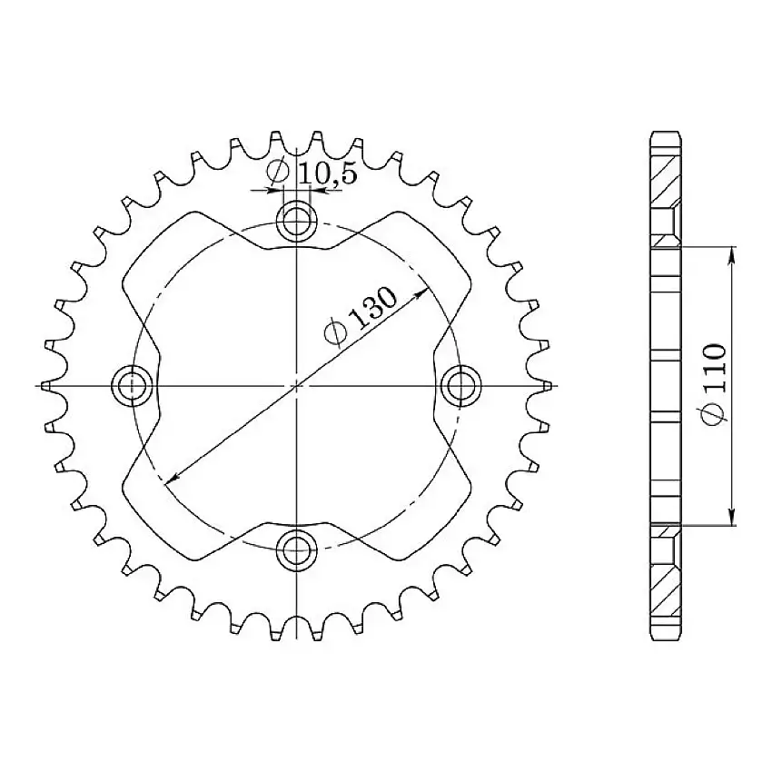 Corona in acciaio 38 denti 520 HONDA TRX EX Sportrax (TE190) 300 CC 99/10