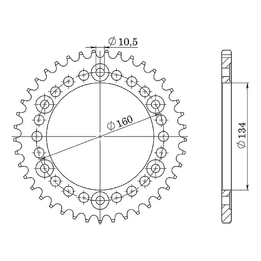 Corona alluminio 45 denti 520 HONDA CBR RR Fireblade (SC77A) 1000 CC 17/19